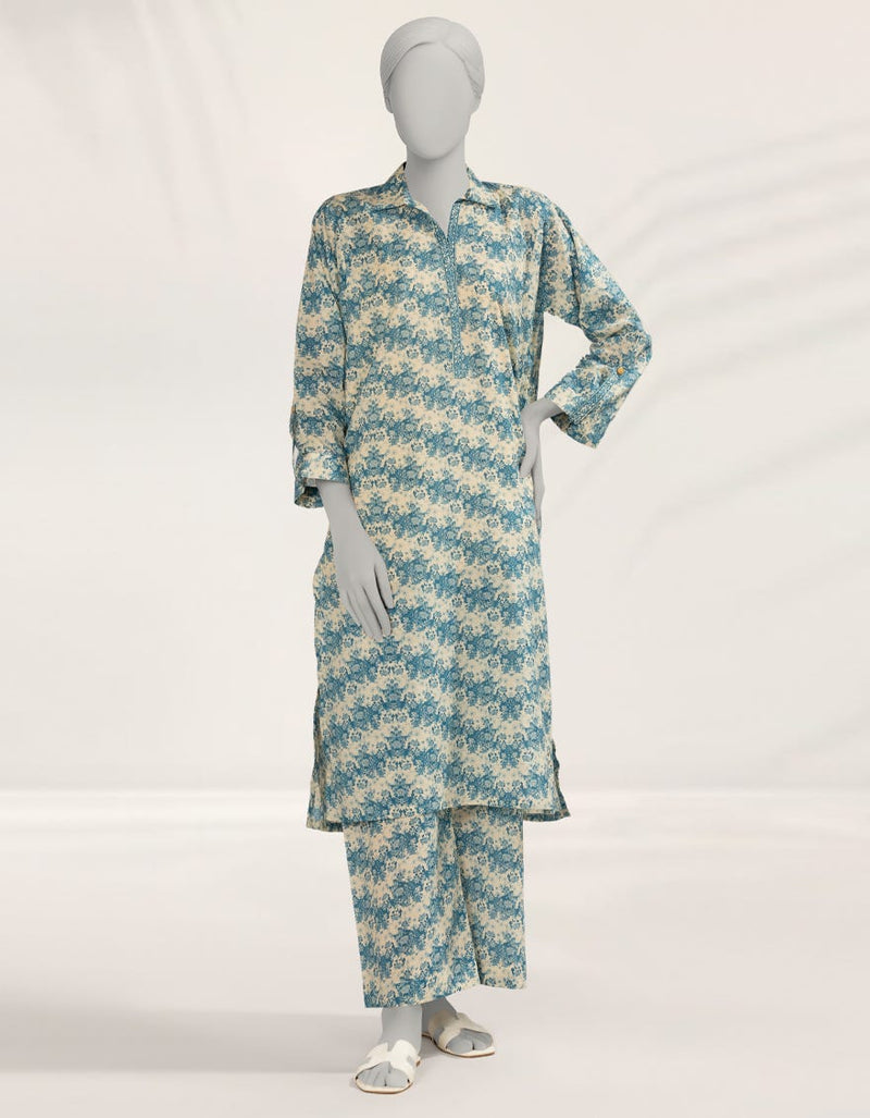 OFF WHITE PRINTED LAWN KURTA