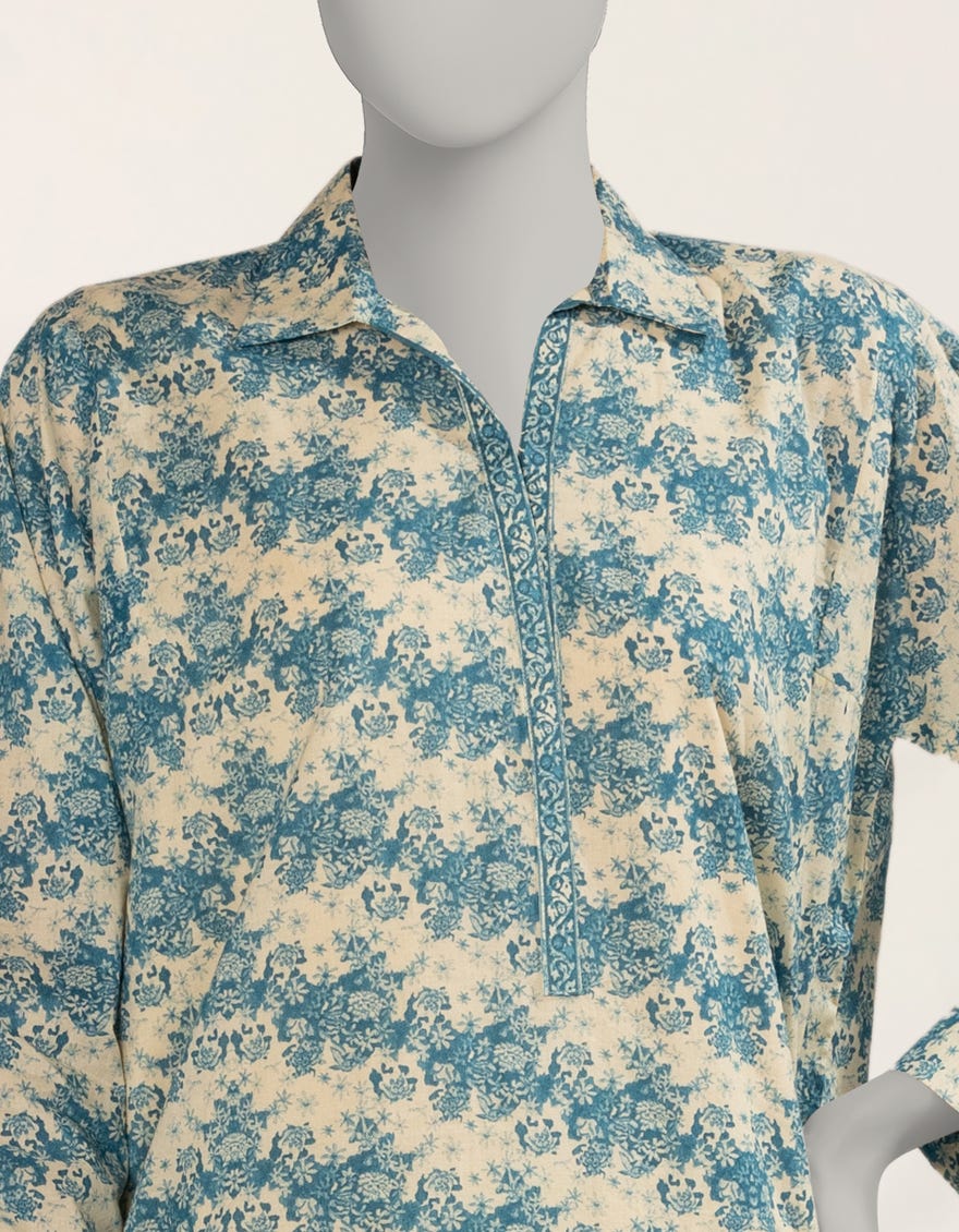 OFF WHITE PRINTED LAWN KURTA