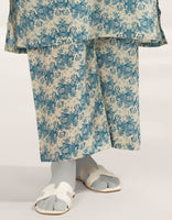 OFF WHITE PRINTED LAWN TROUSERS