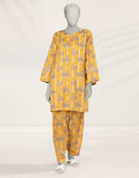 MUSTARD PRINTED LAWN KURTA