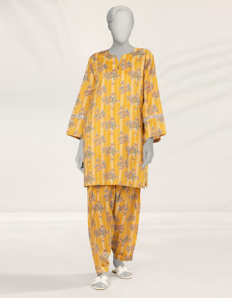 MUSTARD PRINTED LAWN KURTA