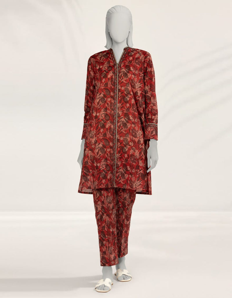 MAROON PRINTED LAWN KURTA
