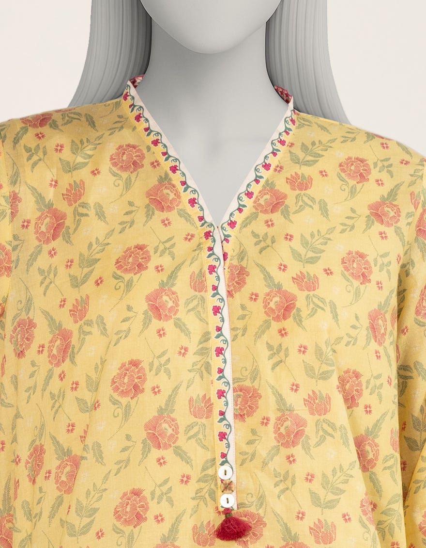 LEMON PRINTED LAWN KURTA