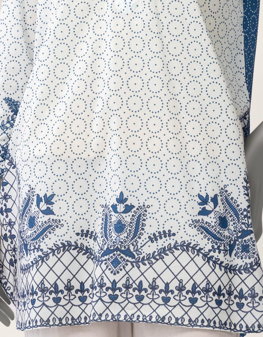 WHITE LAWN EMBROIDERED KURTA