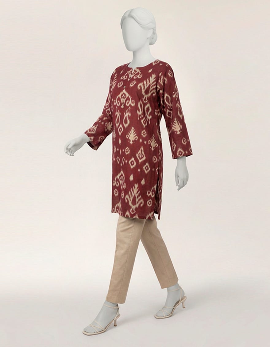MAROON LAWN PRINTED KURTA