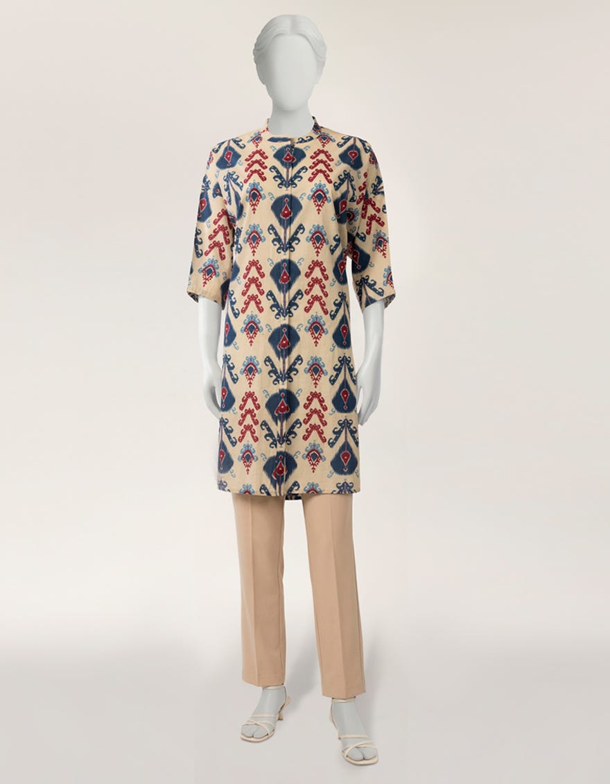 BEIGE LAWN PRINTED KURTA