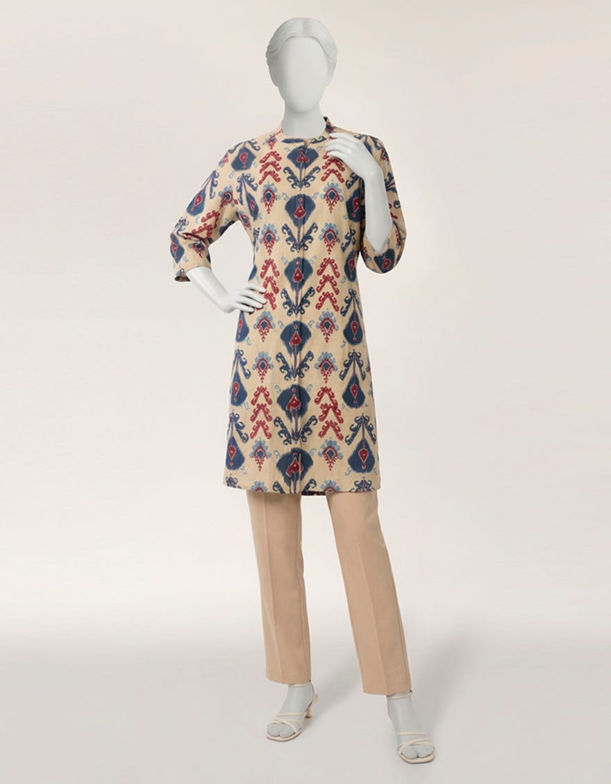 BEIGE LAWN PRINTED KURTA