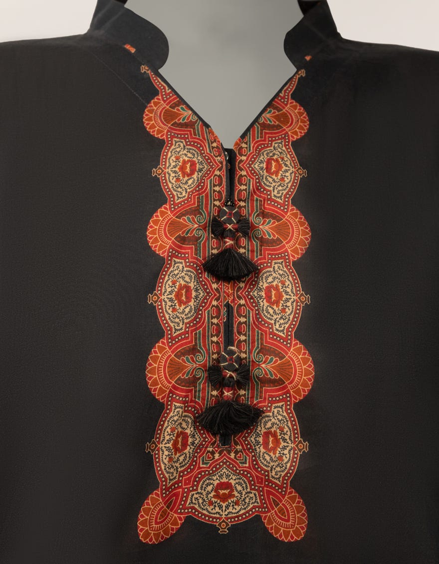 BLACK LAWN DIGITAL PRINTED KURTA