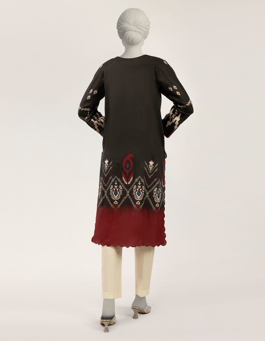 BLACK LAWN EMBROIDERED KURTA