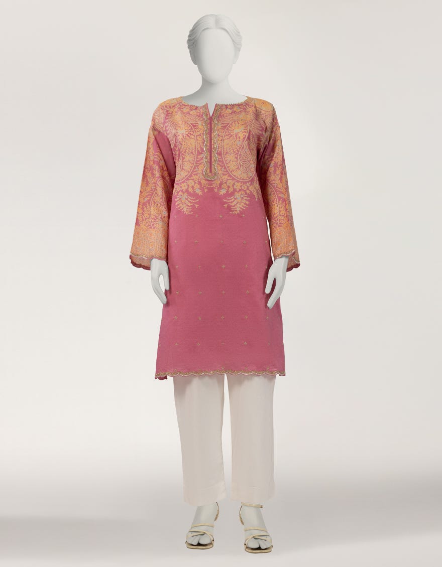 PINK LAWN EMBROIDERED KURTA