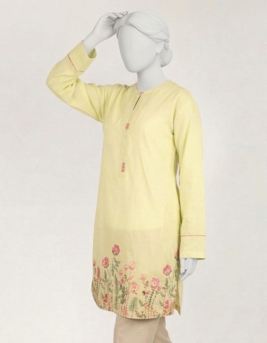 GREEN LAWN EMBROIDERED KURTA