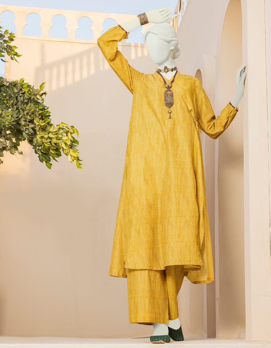 Yellow Lawn 2 Piece Stitched Dress | Jlawn-S-Jst-23-1601