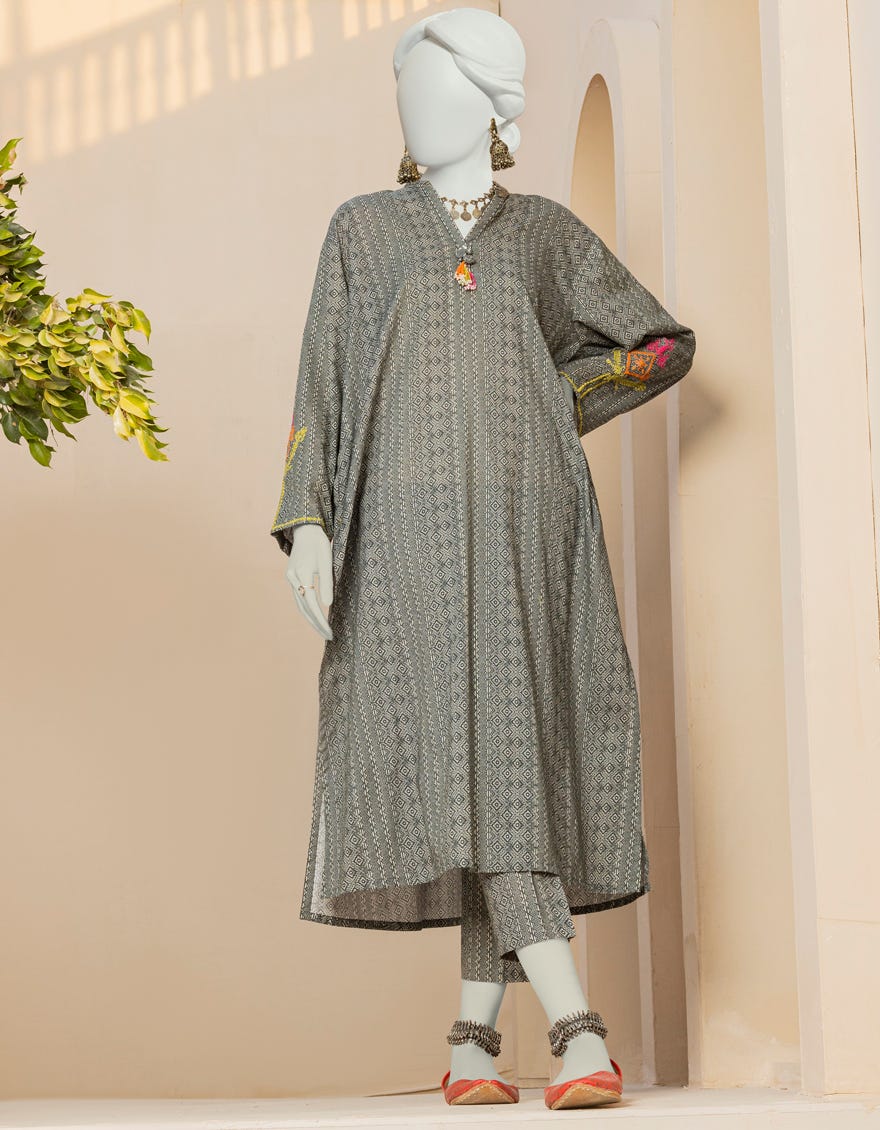 Grey Lawn 2 Piece Stitched Dress | Jlawn-S-Jst-23-1603