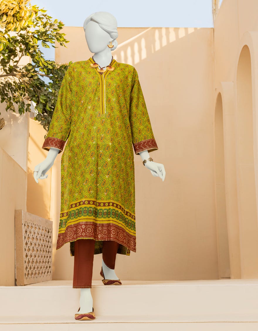 Green Lawn 2 Piece Stitched Dress | Jlawn-S-Jst-23-1608