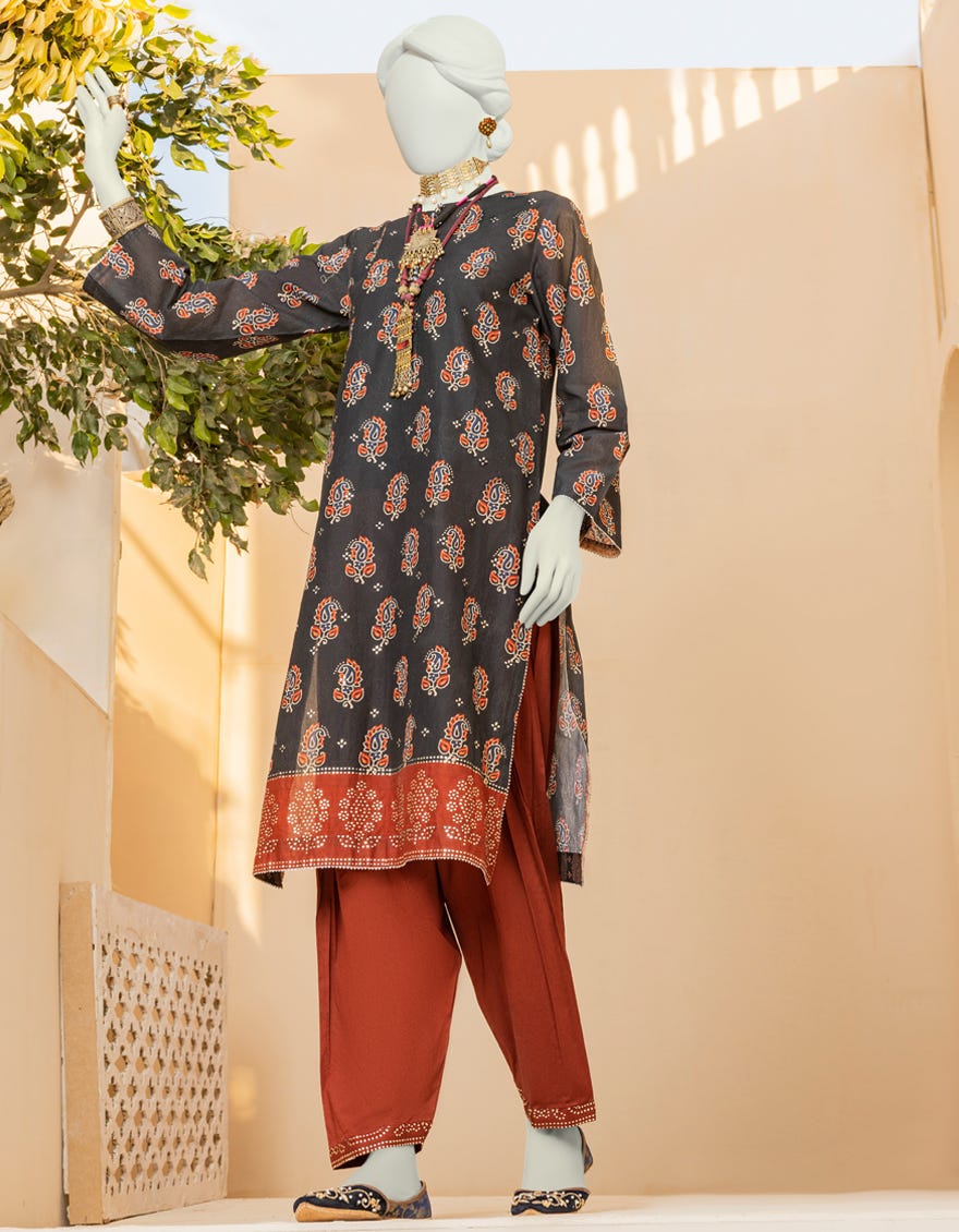 Black Lawn 2 Piece Stitched Dress | Jlawn-S-Jst-23-1611