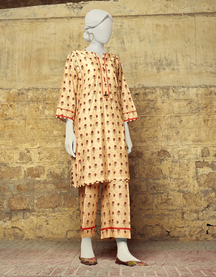 Dark Fawn Lawn Unstitched 2 Piece Dress | Jlawn-S-Jst-23-1636