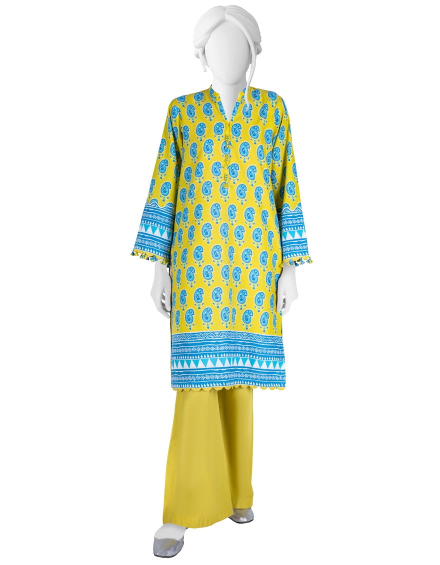 Blue-Yellow Lawn Unstitched 2 Piece Dress | Jlawn-S-Jst-23-1637