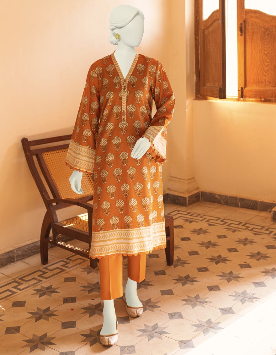 Orange Lawn Unstitched 2 Piece Dress | Jlawn-S-Jst-23-1640