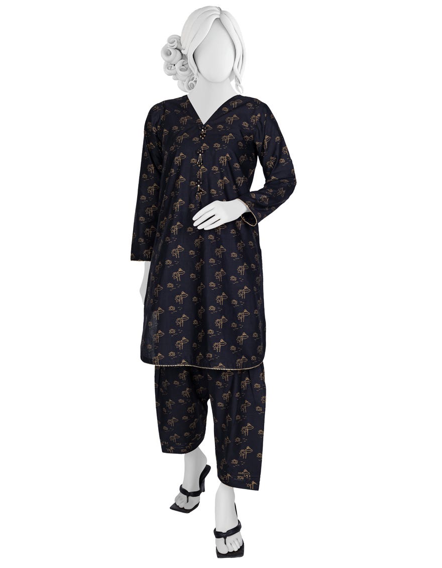Black Lawn Unstitched 2 Piece Dress | Jlawn-S-Jst-23-1643