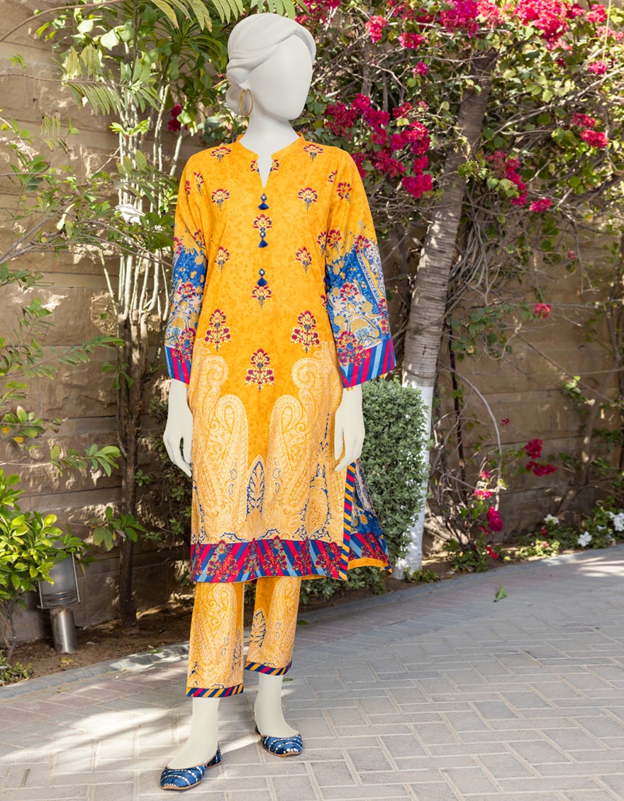Mustard Lawn 2 Piece Stitched Dress | Jlawn-S-Jst-23-1652