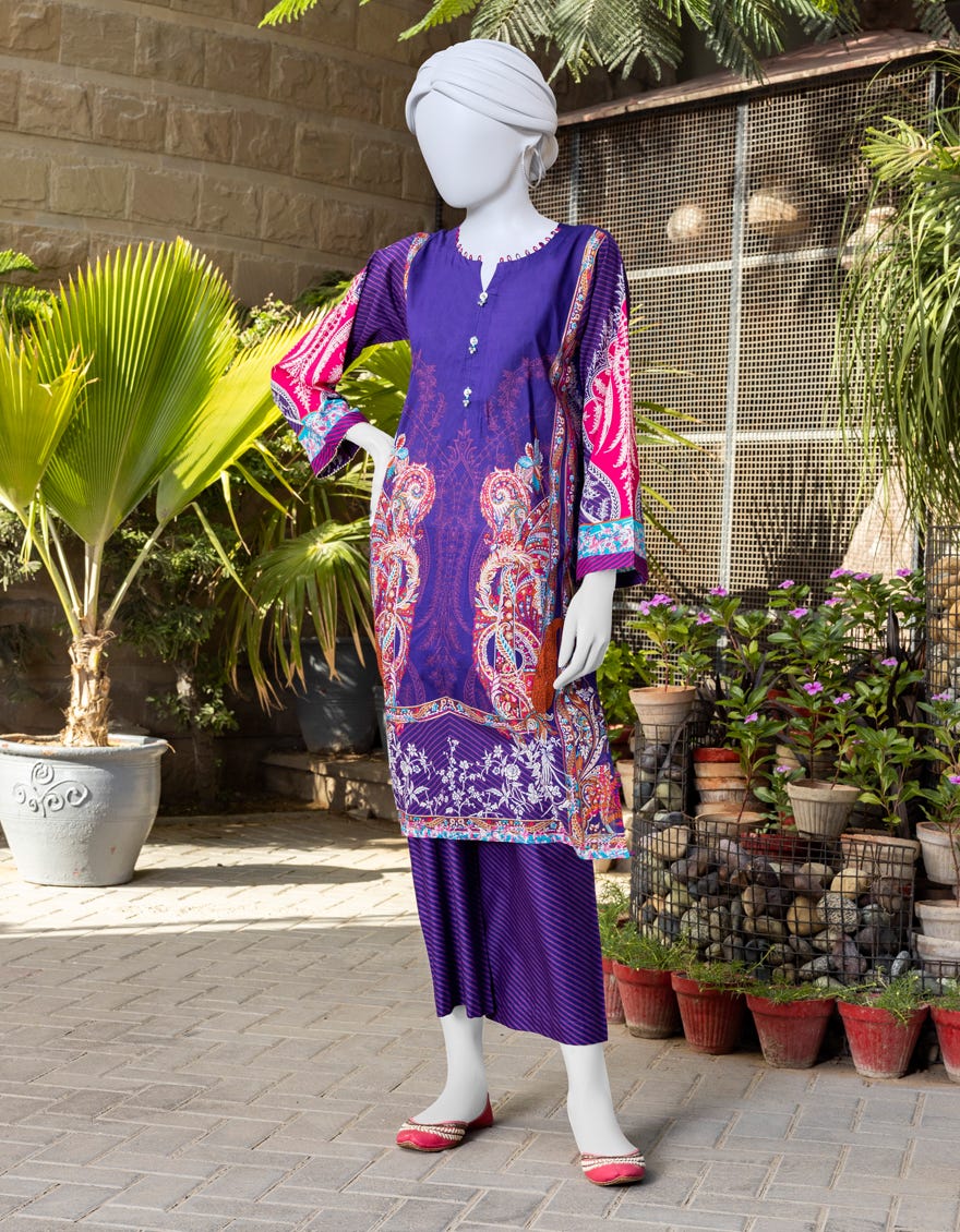 Purple Lawn 2 Piece Stitched Dress | Jlawn-S-Jst-23-1653