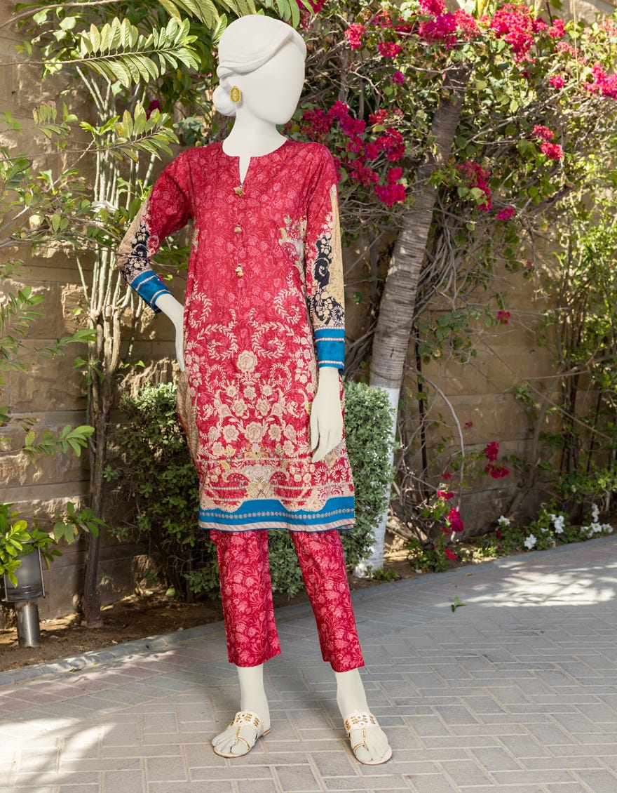 Maroon Lawn 2 Piece Stitched Dress | Jlawn-S-Jst-23-1654