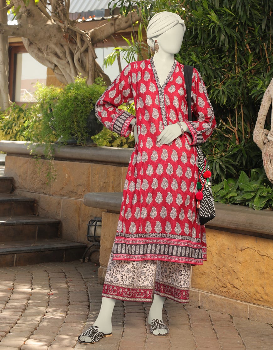 Maroon Lawn 2 Piece Stitched Dress | Jlawn-S-Jst-23-1671