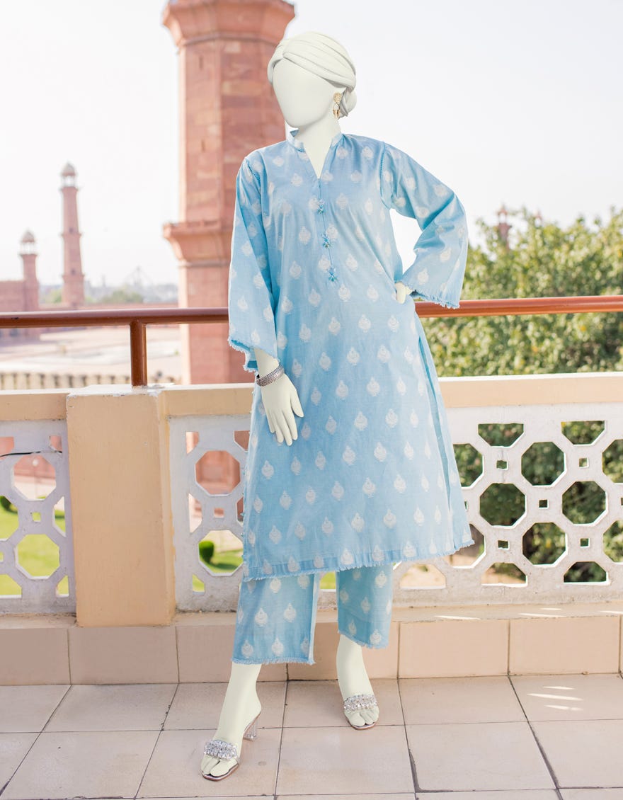 Blue Jacquard Unstitched 2 Piece Dress | Jlawn-S-Jst-23-1687