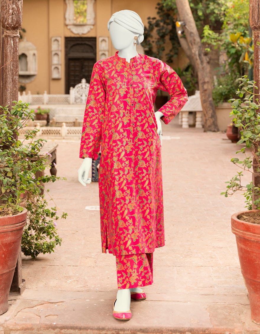 Dark Pink Lawn Unstitched 2 Piece Dress | Jlawn-S-Jst-23-1700