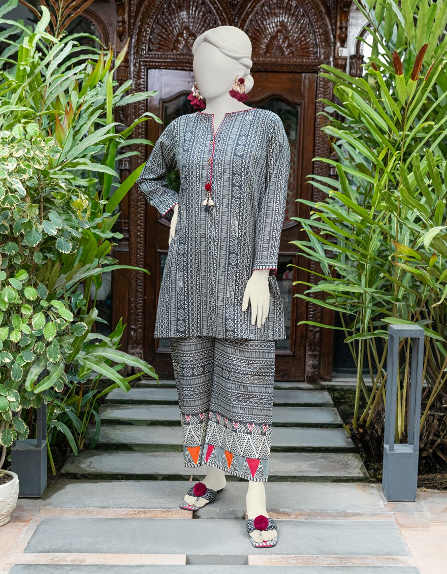 Black Lawn 2 Piece Stitched Dress | Jlawn-S-Jst-24-1601