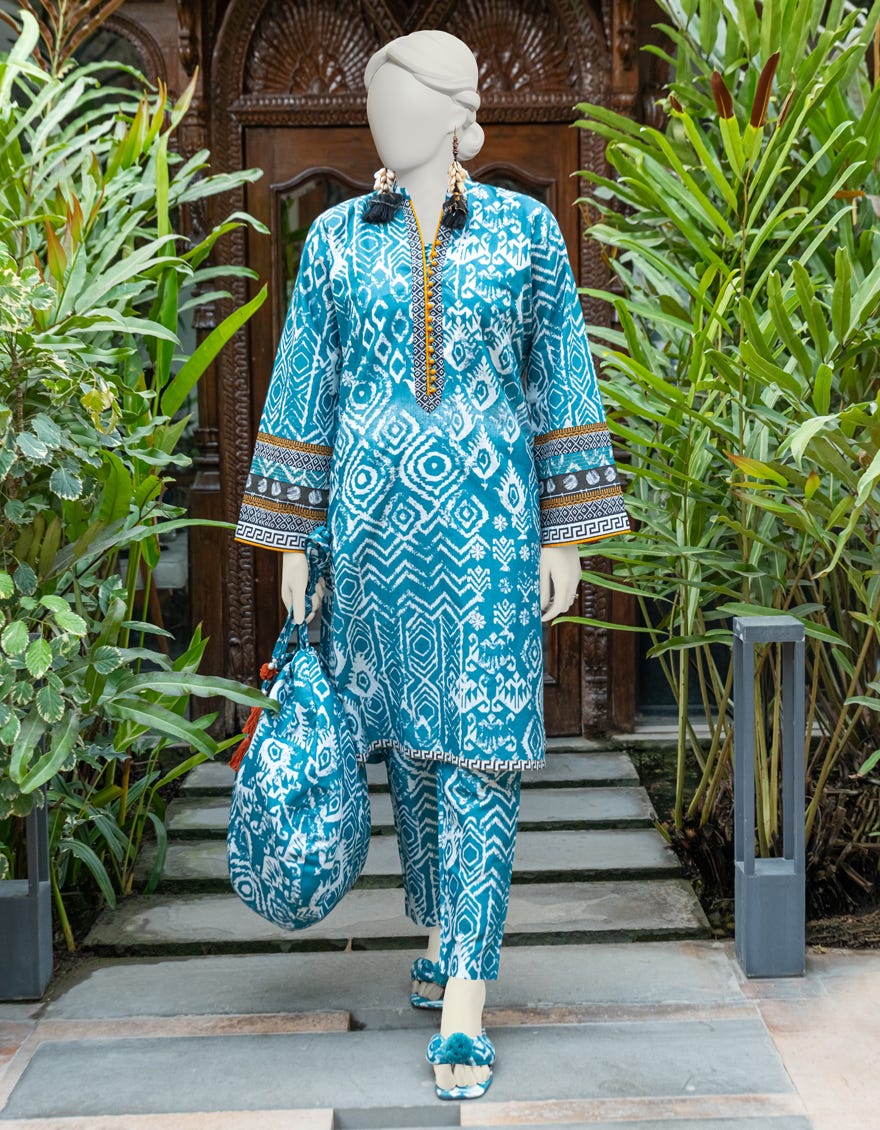 Turquoise Lawn 2 Piece Stitched Dress | Jlawn-S-Jst-24-1602
