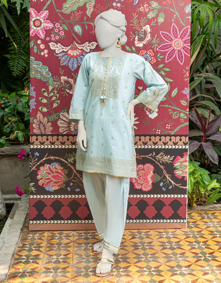 Blue Lawn 2 Piece Stitched Dress | Jlawn-S-Jst-24-1606