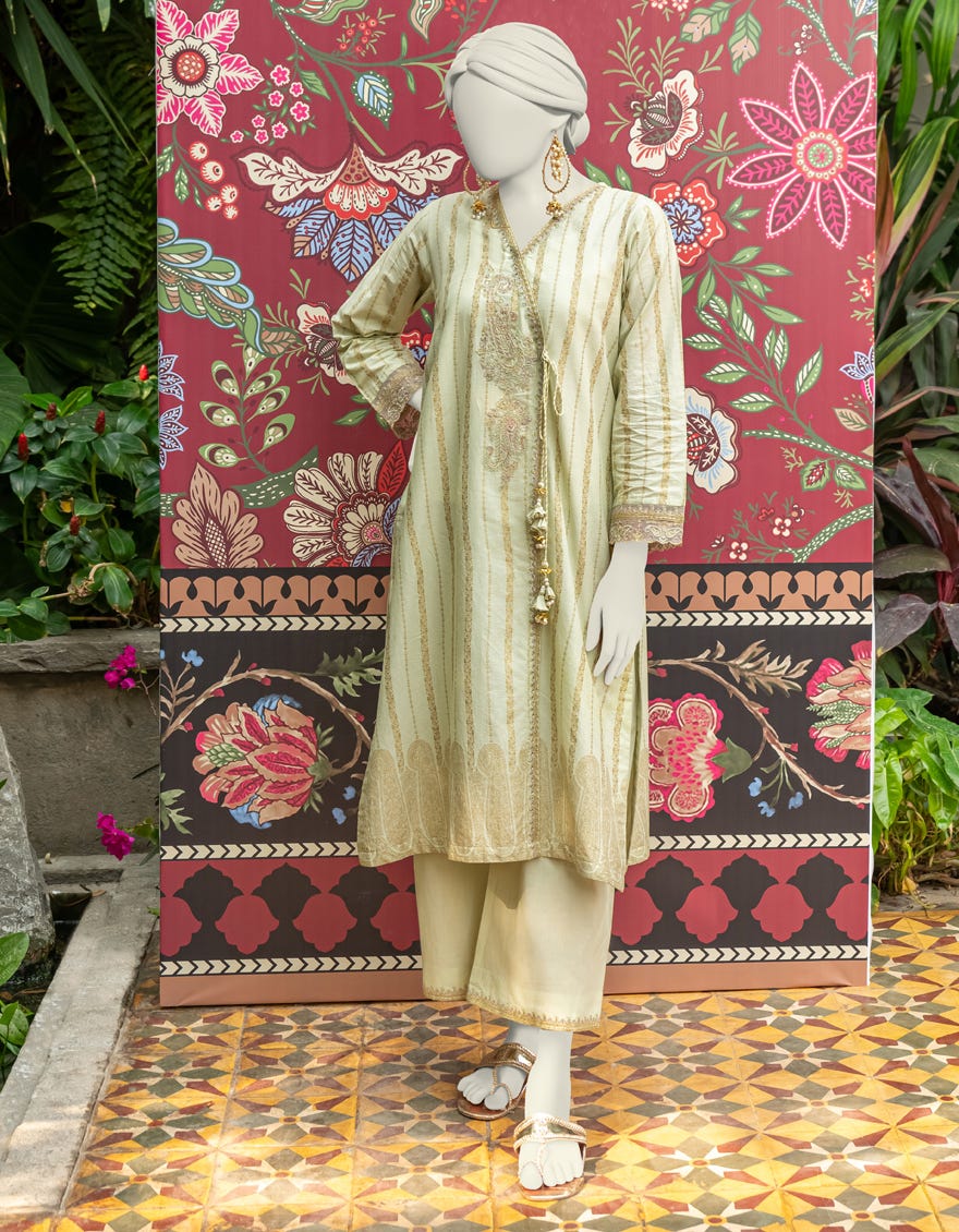 Green Lawn 2 Piece Stitched Dress | Jlawn-S-Jst-24-1607
