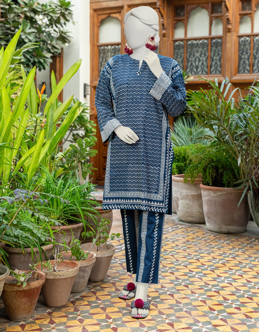 Blue Lawn 2 Piece Stitched Dress | Jjpw-S-Jst-24-1610
