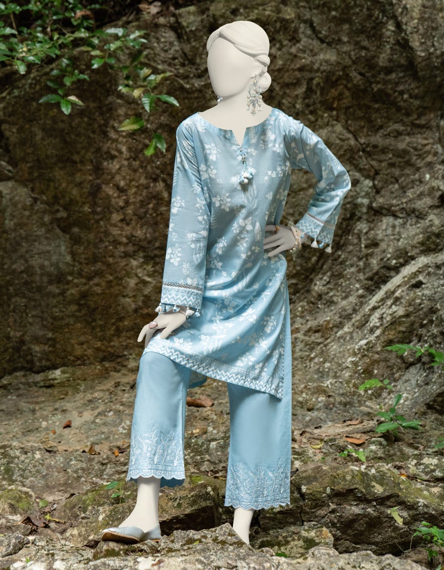 Sky Blue Lawn Unstitched 2 Piece Dress | Jlawn-S-Jst-24-1615