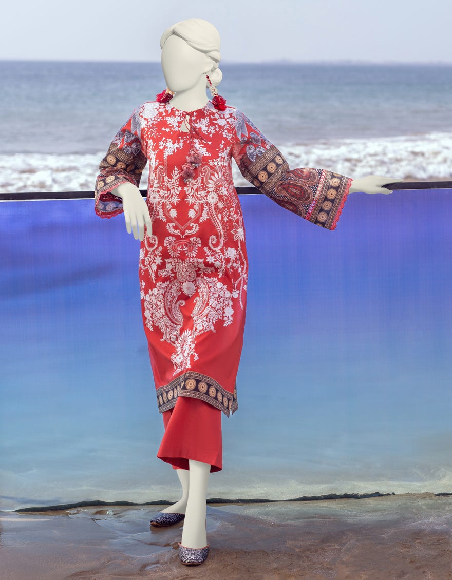 Red Lawn Unstitched 2 Piece Dress | Jlawn-S-Jst-24-1621