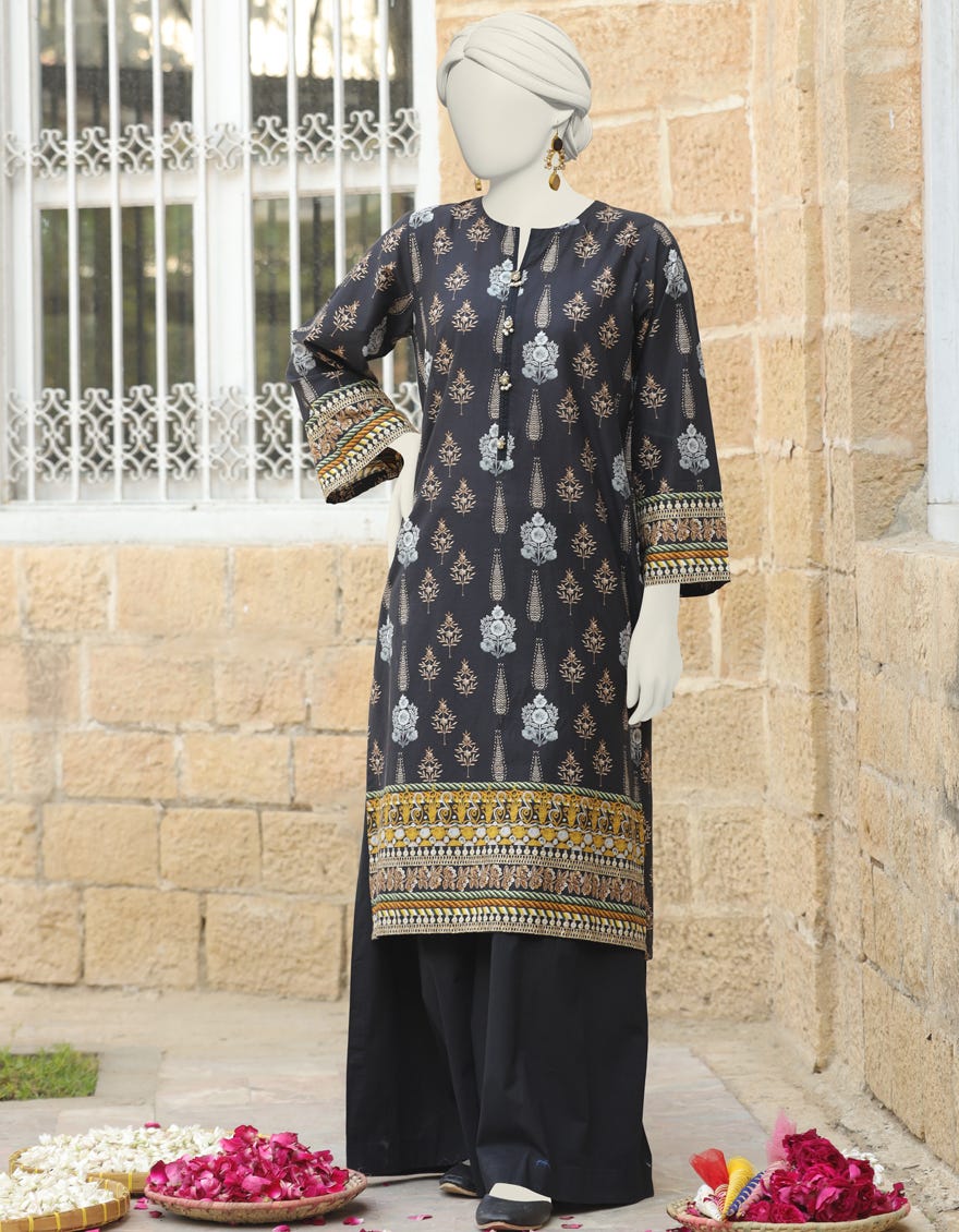 Black Lawn Stitched 2 Piece | Jlawn-S-Jst-24-1641