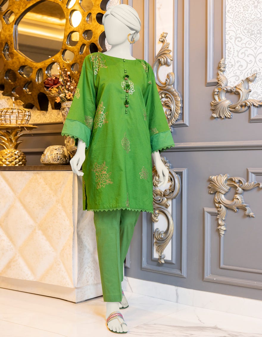 Green Cambric Unstitched 2 Piece Dress | Jlawn-S-Jst-24-1649 Rung-4