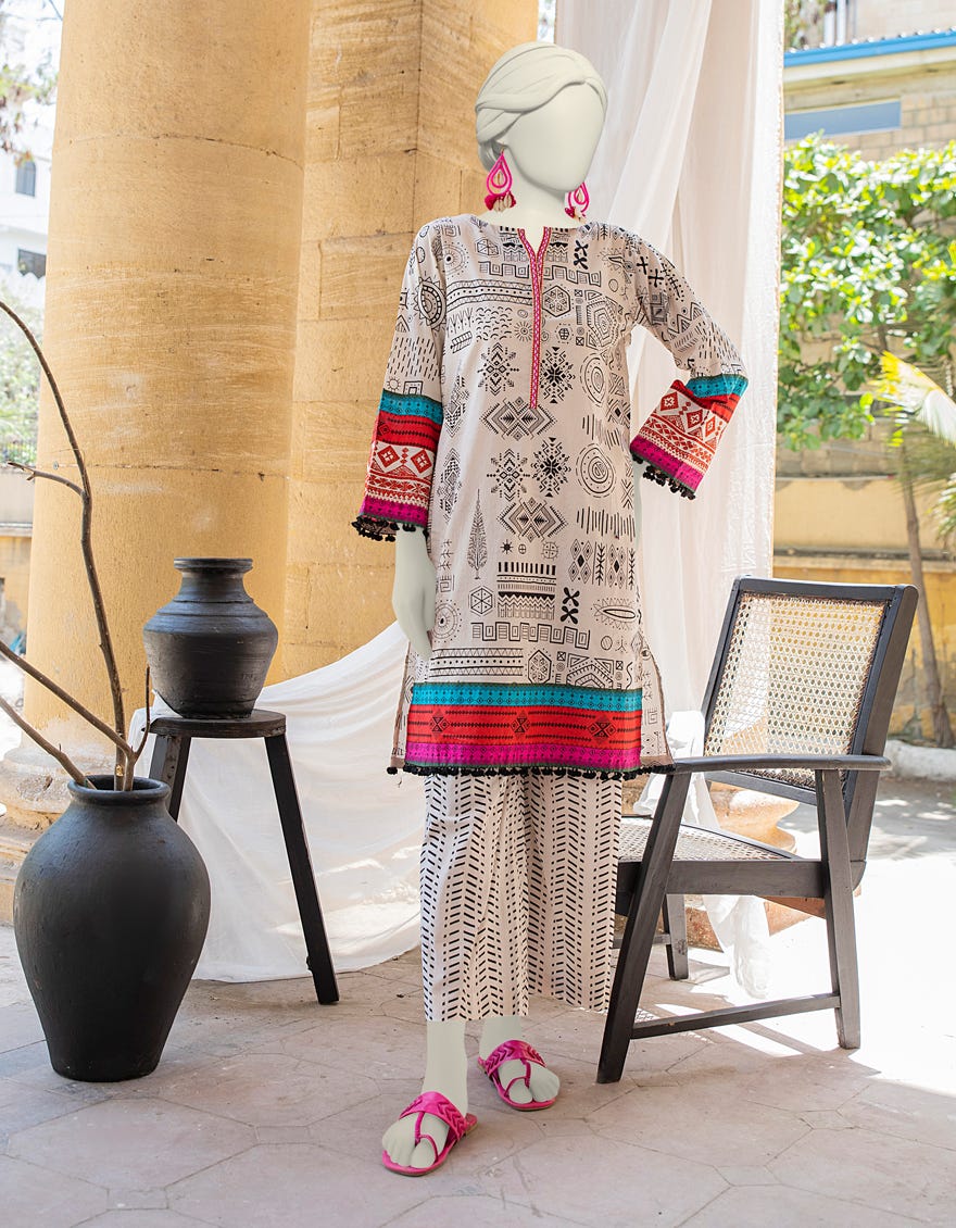 Beige Lawn 2 Piece Stitched Dress | Jlawn-S-Jst-24-1650