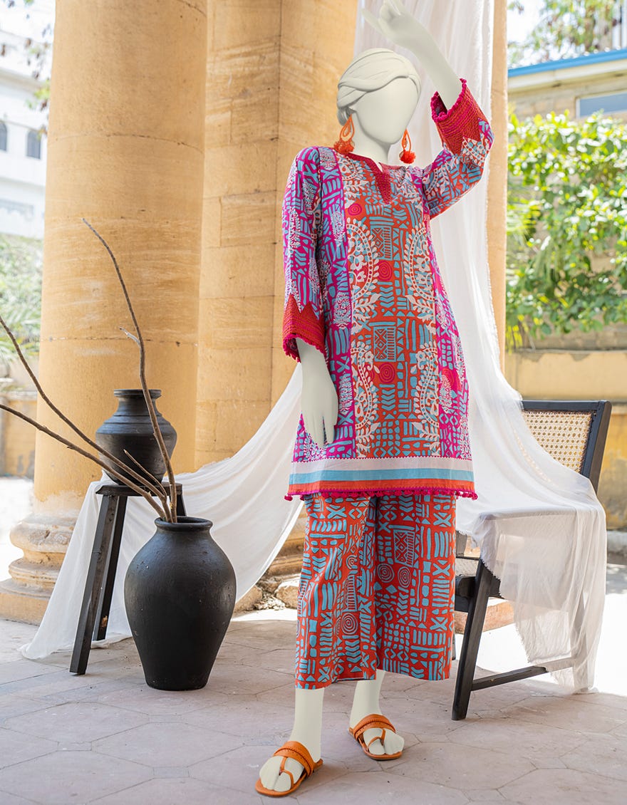 Pink Lawn 2 Piece Stitched Dress | Jlawn-S-Jst-24-1651