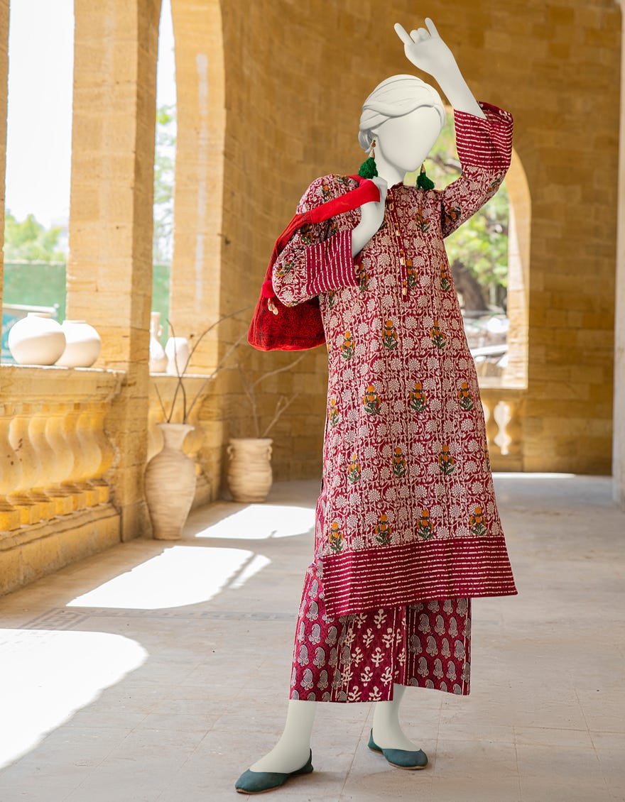 Maroon Lawn 2 Piece Stitched Dress | Jlawn-S-Jst-24-1654