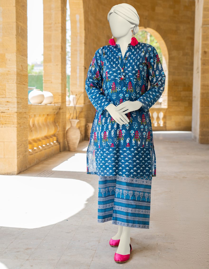 Blue Lawn 2 Piece Stitched Dress | Jlawn-S-Jst-24-1655