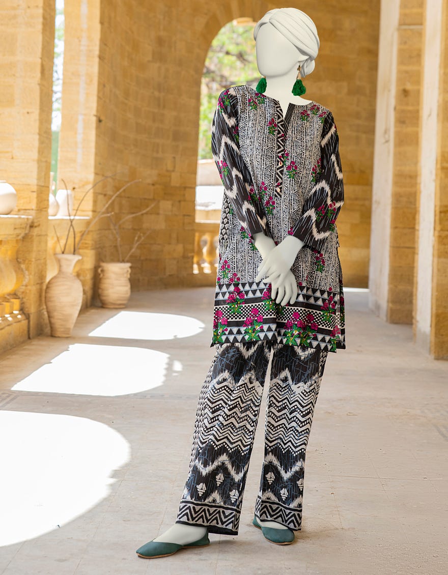 Black Lawn 2 Piece Stitched Dress | Jlawn-S-Jst-24-1656