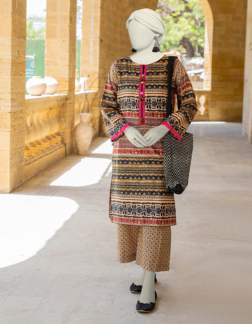 Beige Lawn 2 Piece Stitched Dress | Jlawn-S-Jst-24-1659