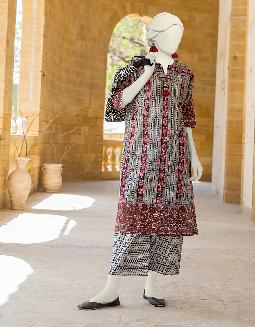 Black Lawn 2 Piece Stitched Dress | Jlawn-S-Jst-24-1661