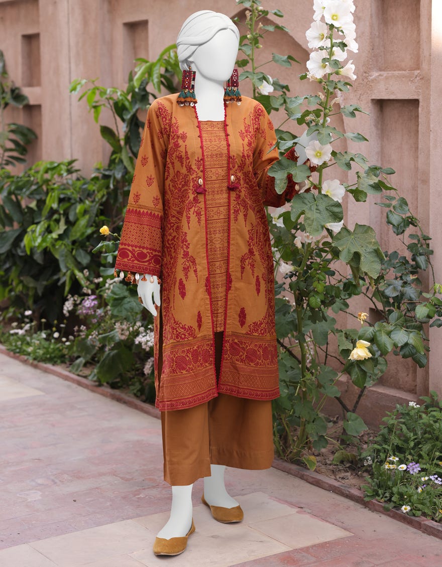 Rust Lawn Unstitched 2 Piece Dress | Jlawn-S-Jst-24-1674