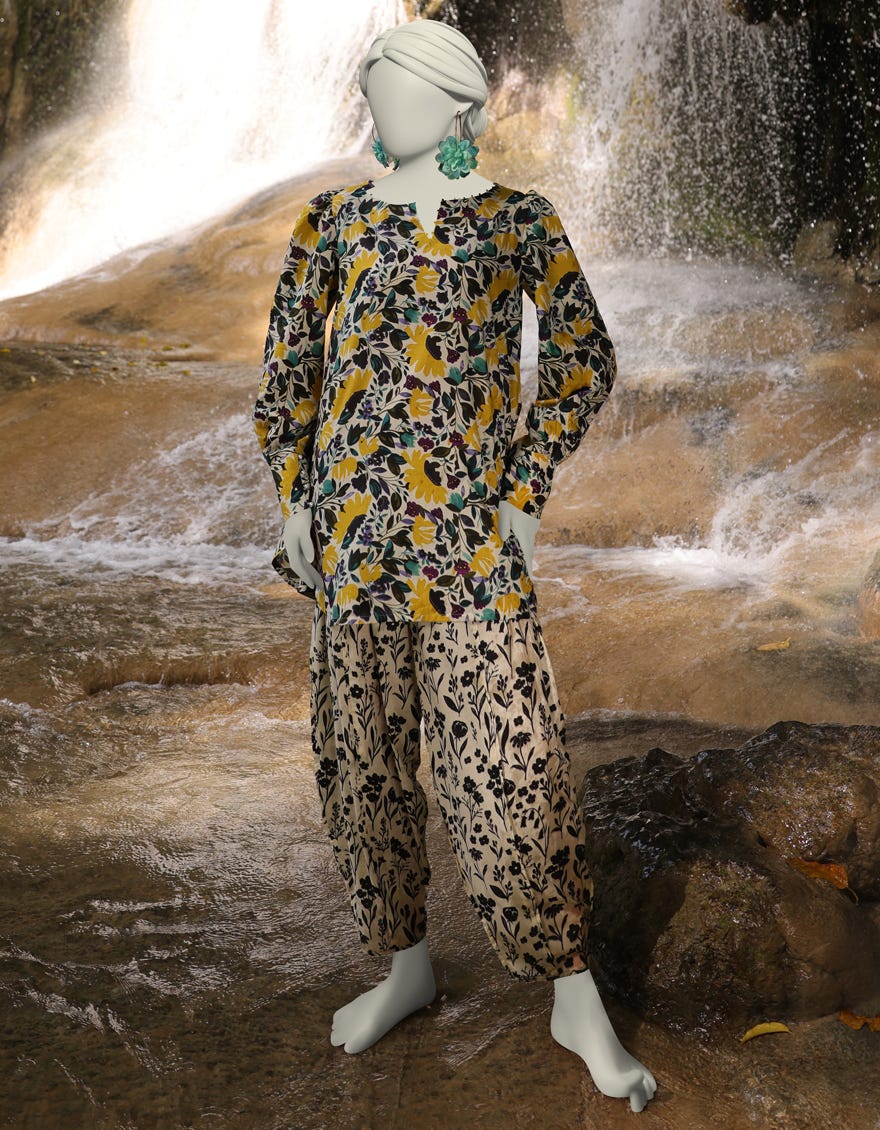 MULTICOLOR LAWN PRINTED UNSTITCHED 2PC | JLAWN-S-JST-25-2034