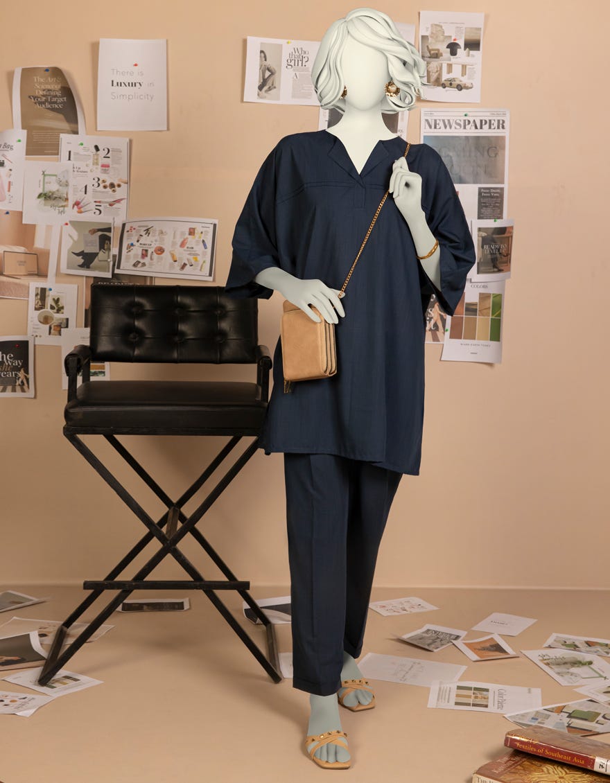 BLUE SLUB DYED CO-ORD SET