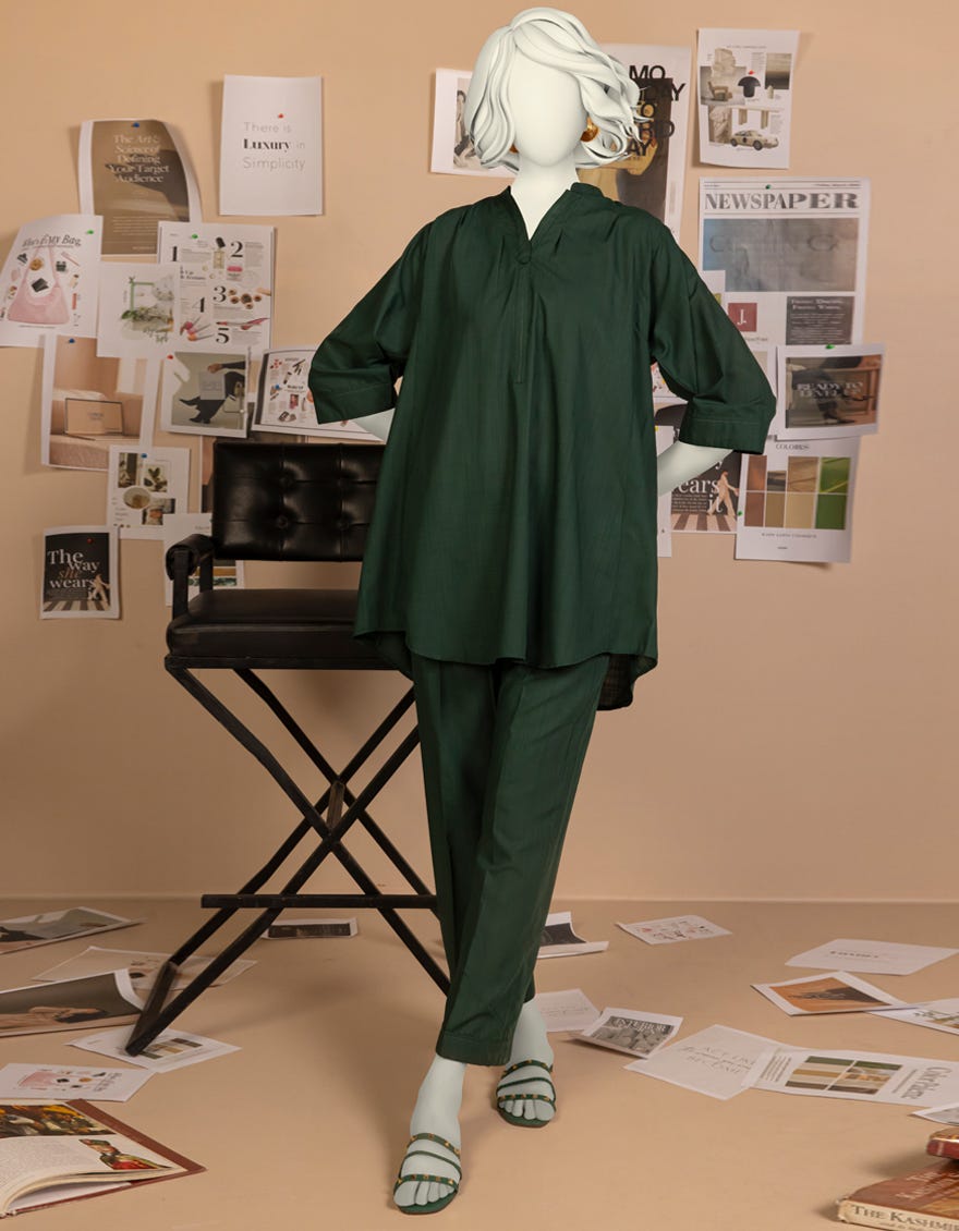 GREEN SLUB DYED CO-ORD SET