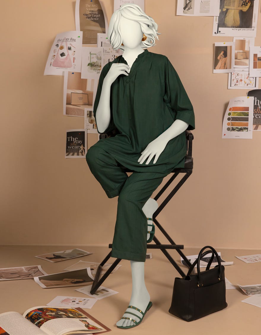 GREEN SLUB DYED CO-ORD SET